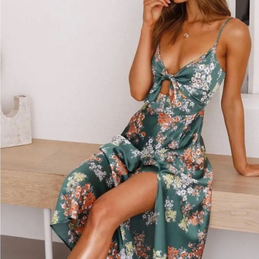Floral Green Midi Dress